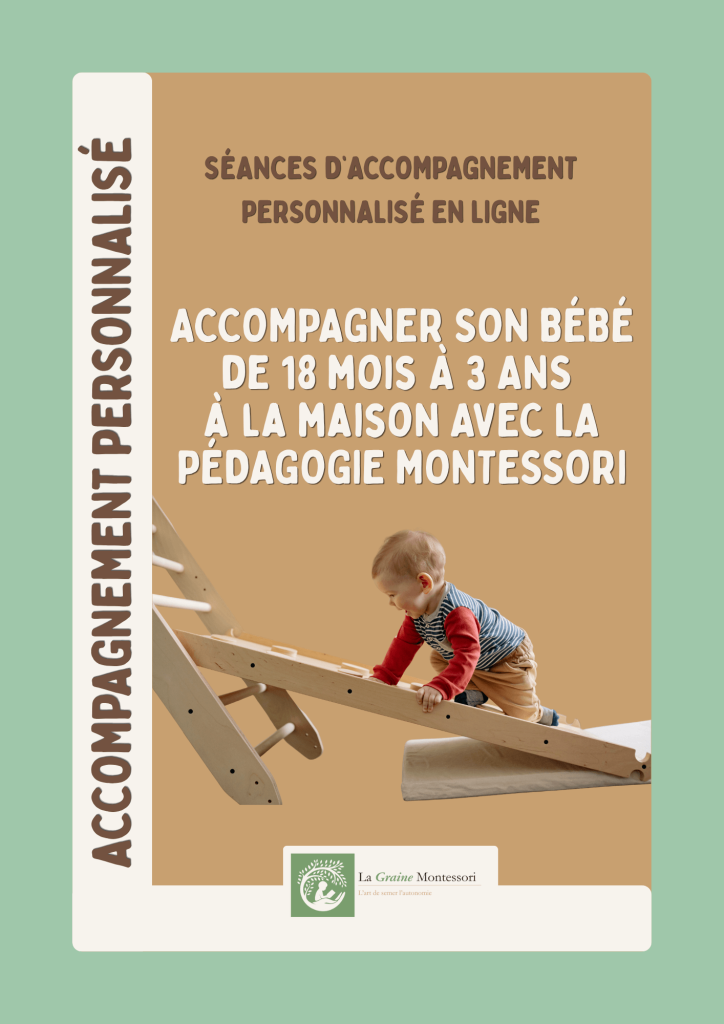 Couverture du programme d'accompagnement personnalisé en ligne pour accueillir son bébé de 0 à 18 mois avec la pédagogie MontessoriMontessori 18 mois-3 ans